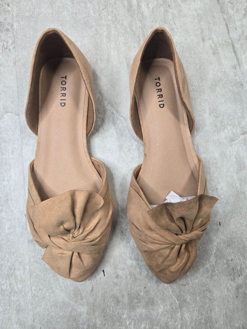 Torrid Knot Ballet Flat 11 Wide Fit Beige Pointed D'orsay Shoe Preppy Minimalist - Picture 2 of 11